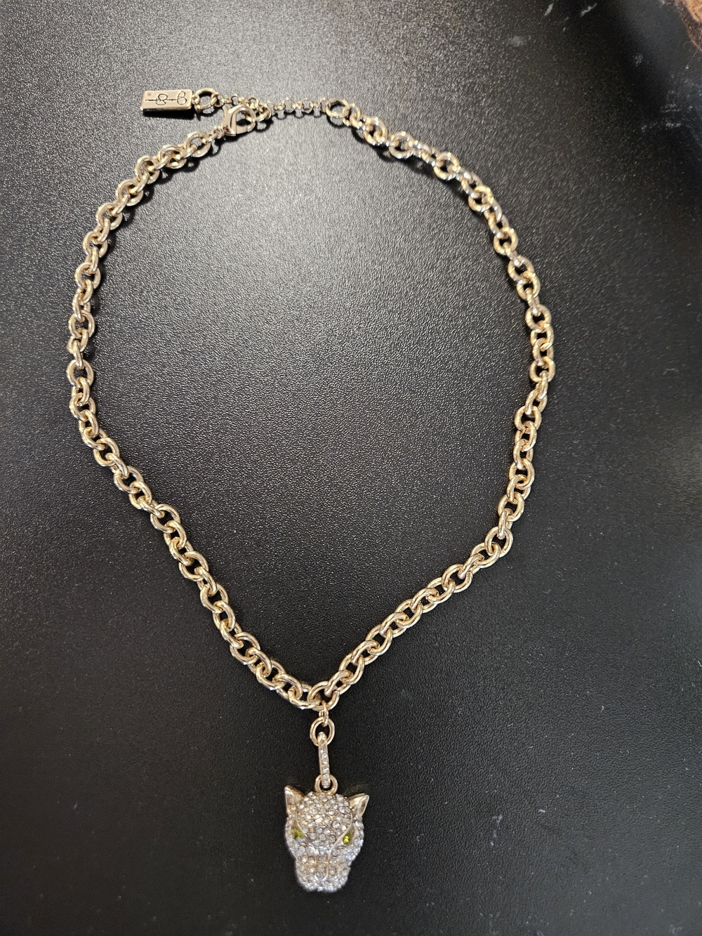 Jessica Simpson Gold-Tone Crystal Panther Pendant Necklace